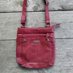 Red Leatherette Rosetti Crossbody Bag
